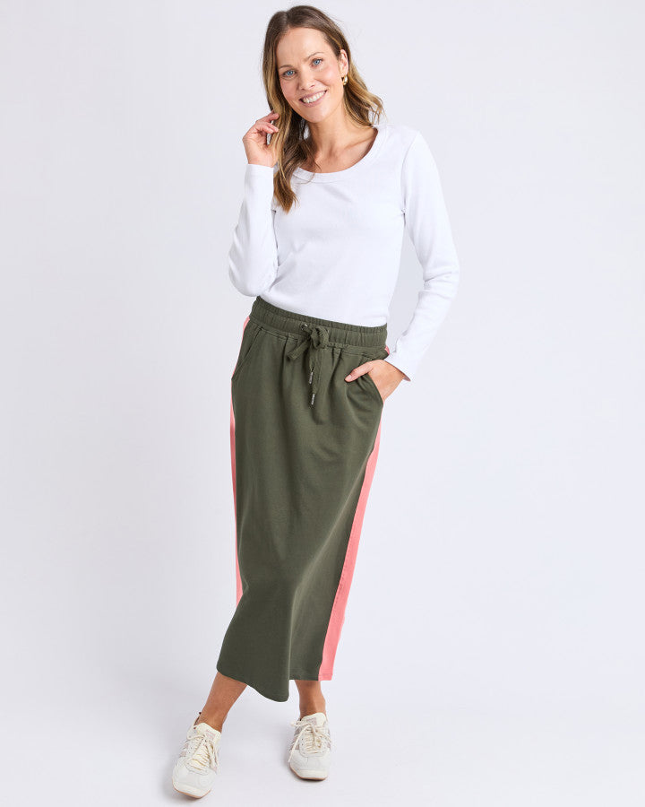 Sloane Fleece Skirt - Basil/Cosy Coral Trim