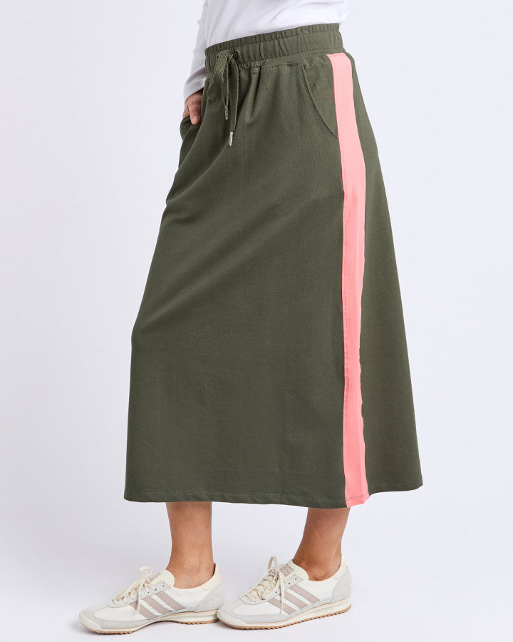 Sloane Fleece Skirt - Basil/Cosy Coral Trim