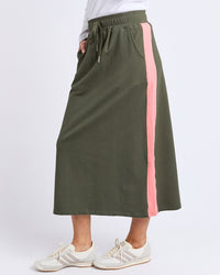 Sloane Fleece Skirt - Basil/Cosy Coral Trim