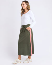 Sloane Fleece Skirt - Basil/Cosy Coral Trim