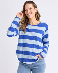 Spritz Stripe L/S Tee - Sky Blue/French Blue