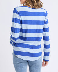 Spritz Stripe L/S Tee - Sky Blue/French Blue