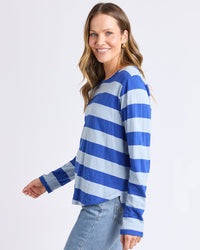 Spritz Stripe L/S Tee - Sky Blue/French Blue