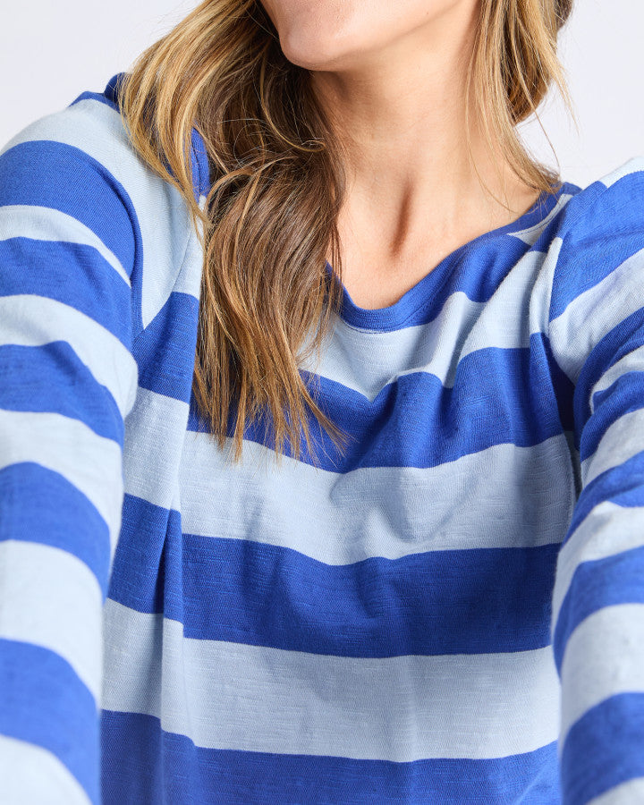 Spritz Stripe L/S Tee - Sky Blue/French Blue