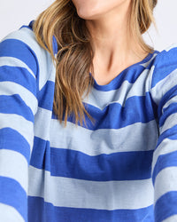 Spritz Stripe L/S Tee - Sky Blue/French Blue