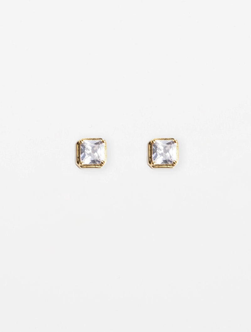 Earring Square Crystal - Gold