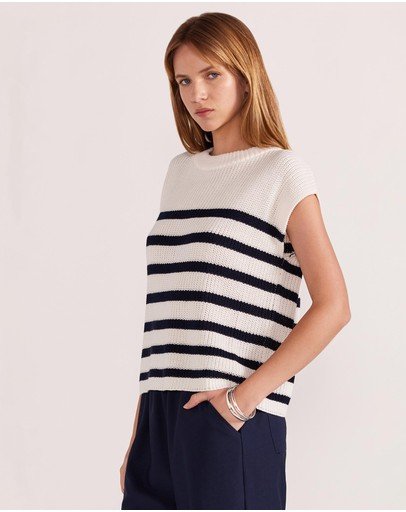 Sundown Stripe Knit - Cream/Navy