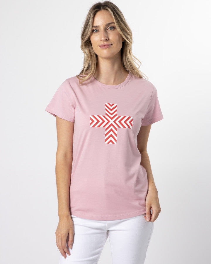 T-Shirt - Blush Red Chevron