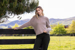 Bobble Detail Sweater with High Neck - Twig