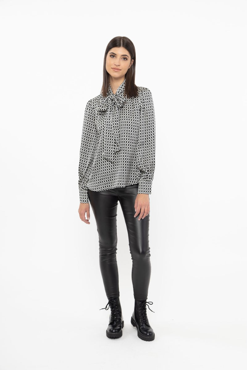 Kitty Bow Neck Blouse - Geo.