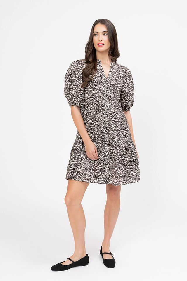 Reflective Mini Dress - Coffee Safari