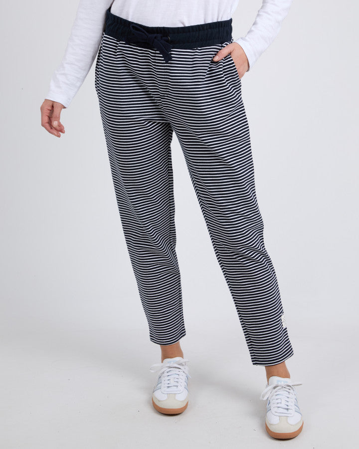 Travel Trackpant - Navy & White Stripe