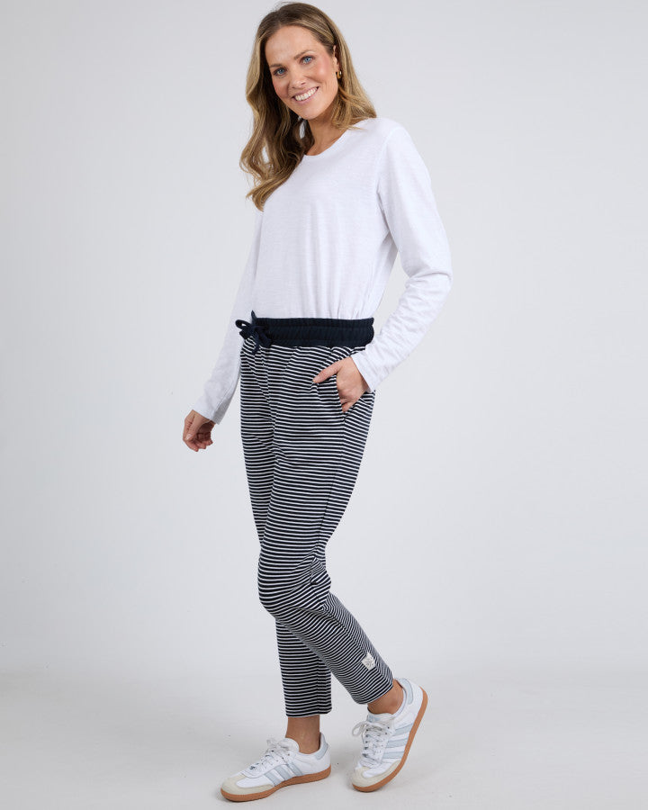 Travel Trackpant - Navy & White Stripe