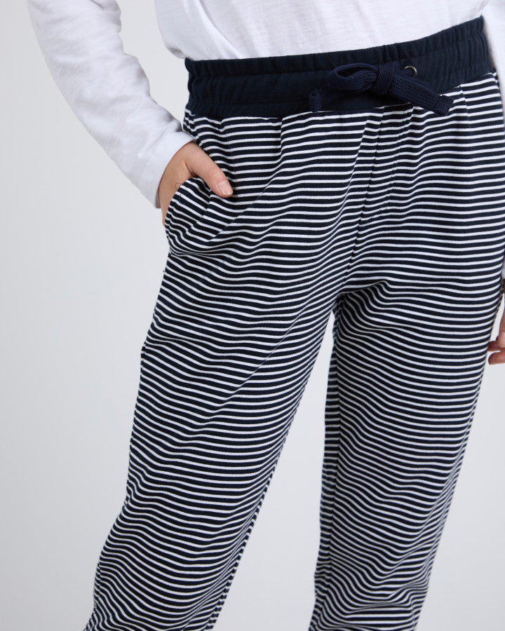 Travel Trackpant - Navy & White Stripe