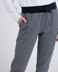 Travel Trackpant - Navy & White Stripe