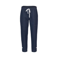 Relaxed Leg Ankle Grazer Pant with Contrast Trim & Stitching - Ink