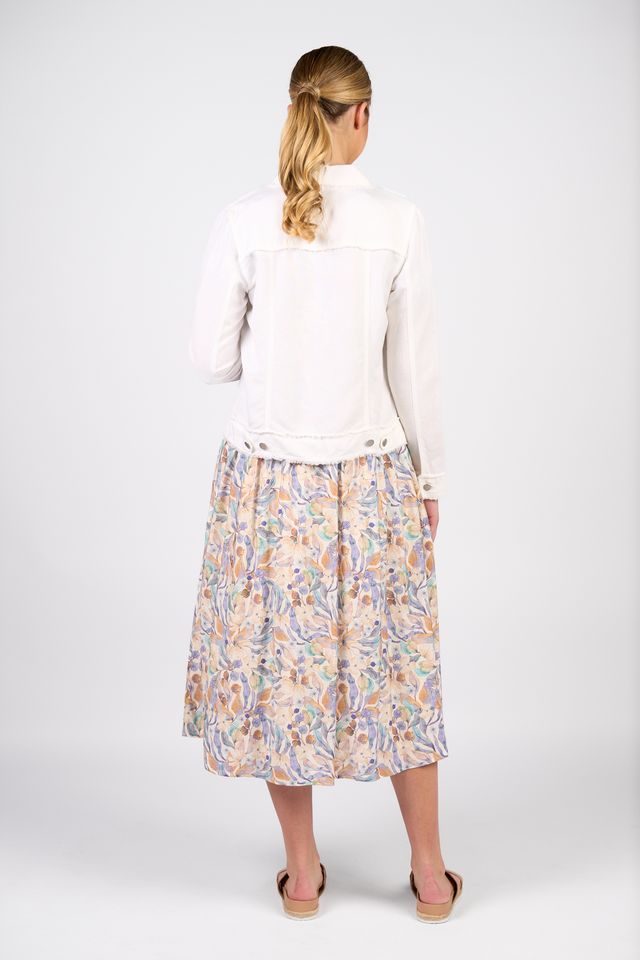 Linen Jacket with Frayed Seams - White