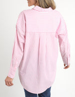 Delia Stripe Shirt - Strawberry Pink/White Stripe