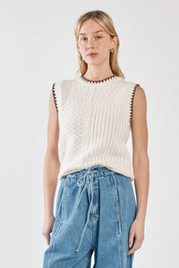 Tonia Knit Vest - Cream/Mushroom