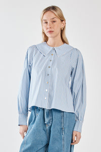 Gypsy Large Collared Shirt - Blue/Choc Stripe