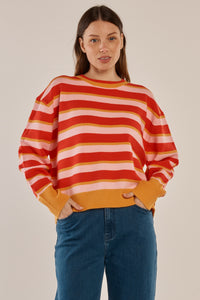 Leonie Knit Sweater - Red/Pink Stripe