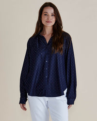Lizza Embellished Shirt - Dark Blue