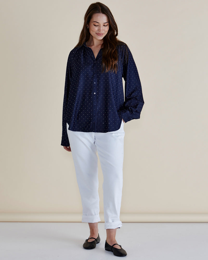 Lizza Embellished Shirt - Dark Blue