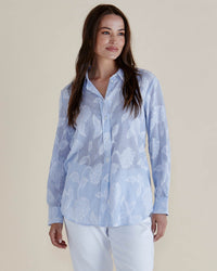 Lace Stripe Shirt - Lace Floral Blue