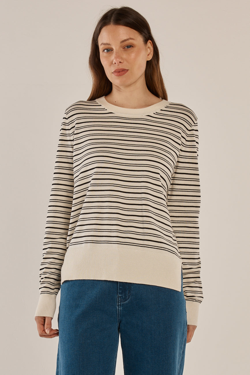 Louis Sweater - Cream/Black Stripe