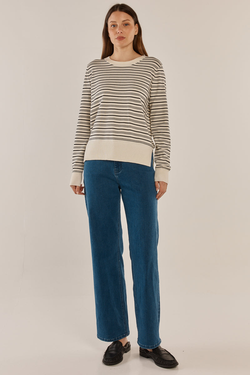 Louis Sweater - Cream/Black Stripe