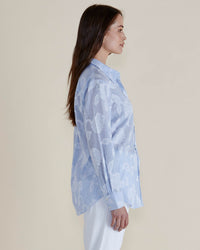 Lace Stripe Shirt - Lace Floral Blue