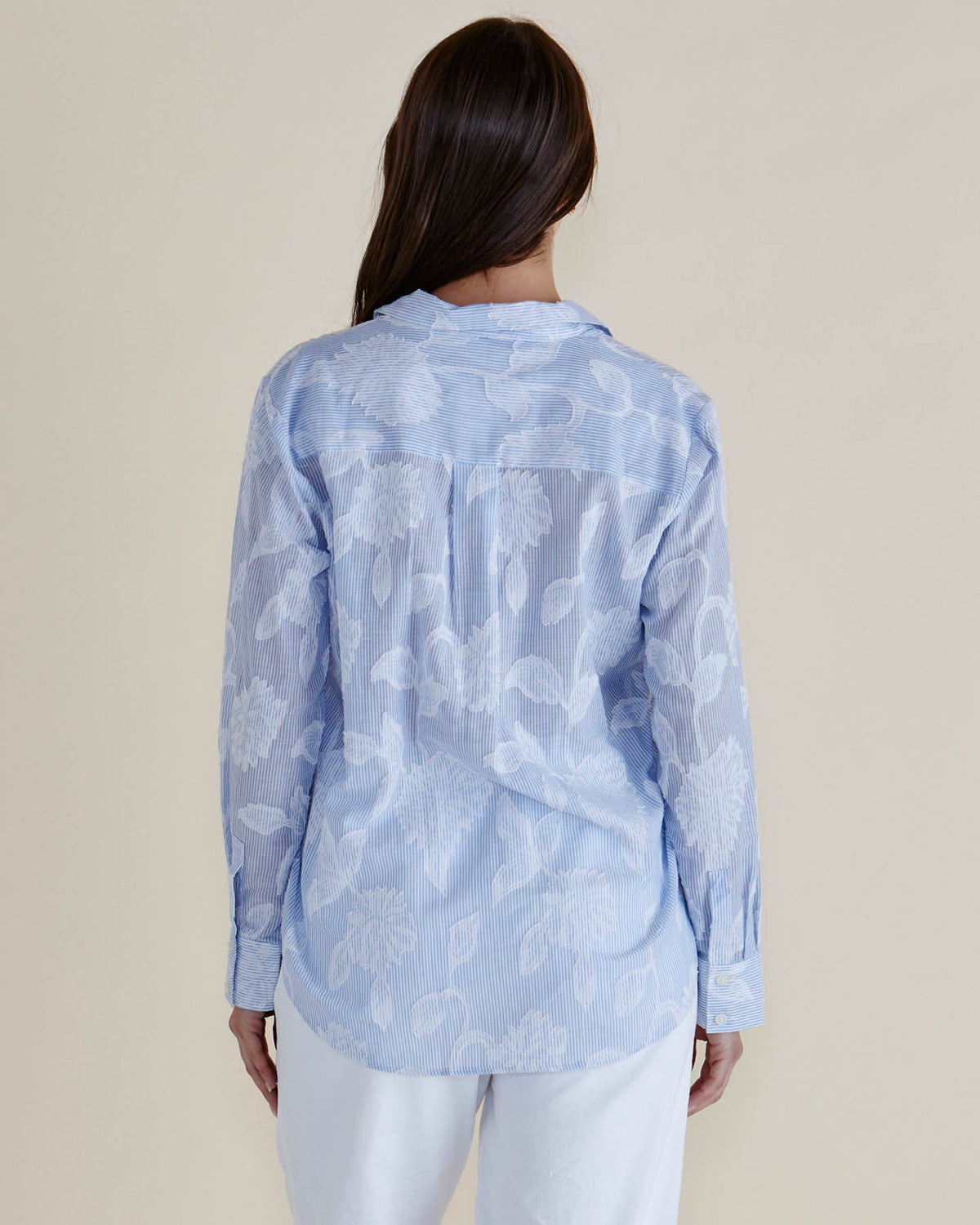 Lace Stripe Shirt - Lace Floral Blue