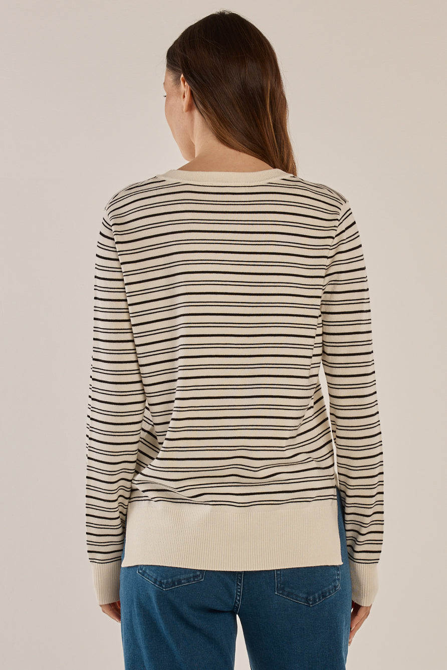 Louis Sweater - Cream/Black Stripe