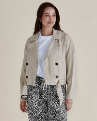 Adaline Crop Trench Jacket - Beige