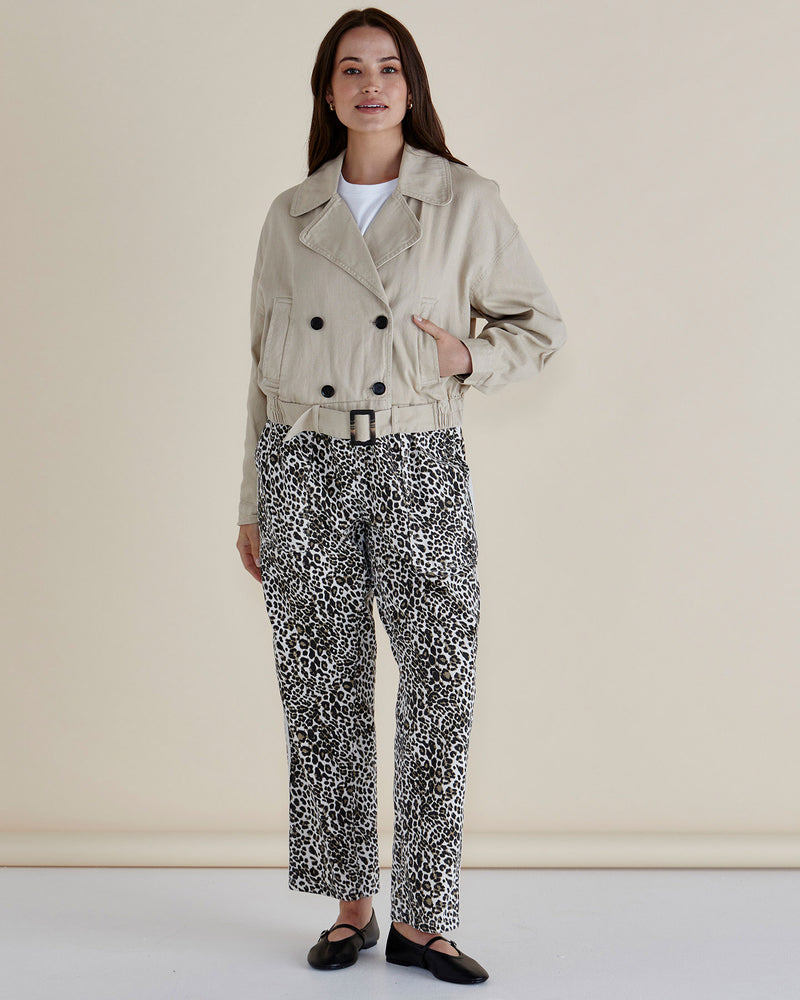 Adaline Crop Trench Jacket - Beige