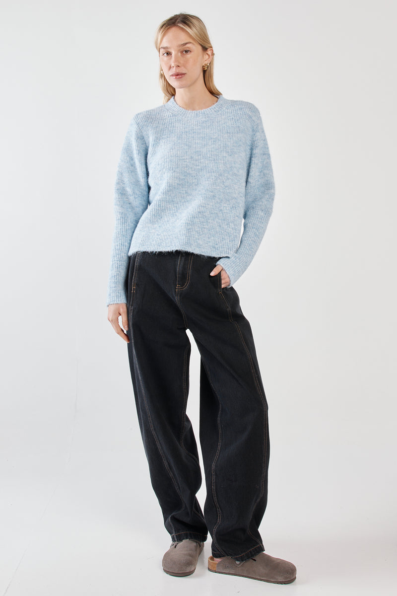 Marli Boxy Rib Knit - Pale Blue