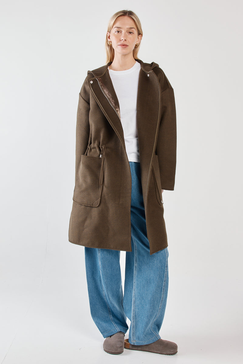 Maxi Hooded Coat - Olive