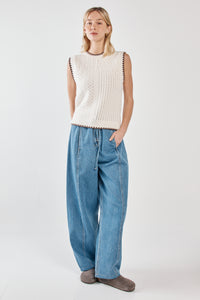 Tonia Knit Vest - Cream/Mushroom