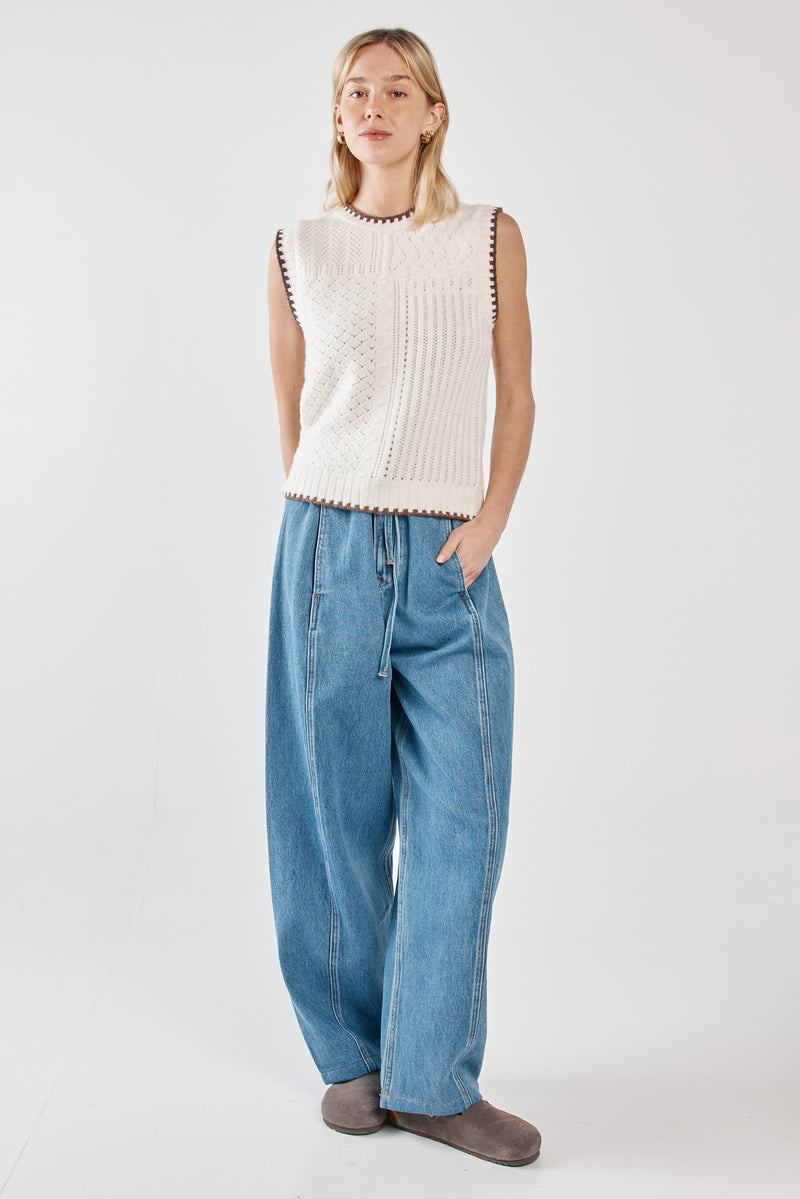 Tonia Knit Vest - Cream/Mushroom