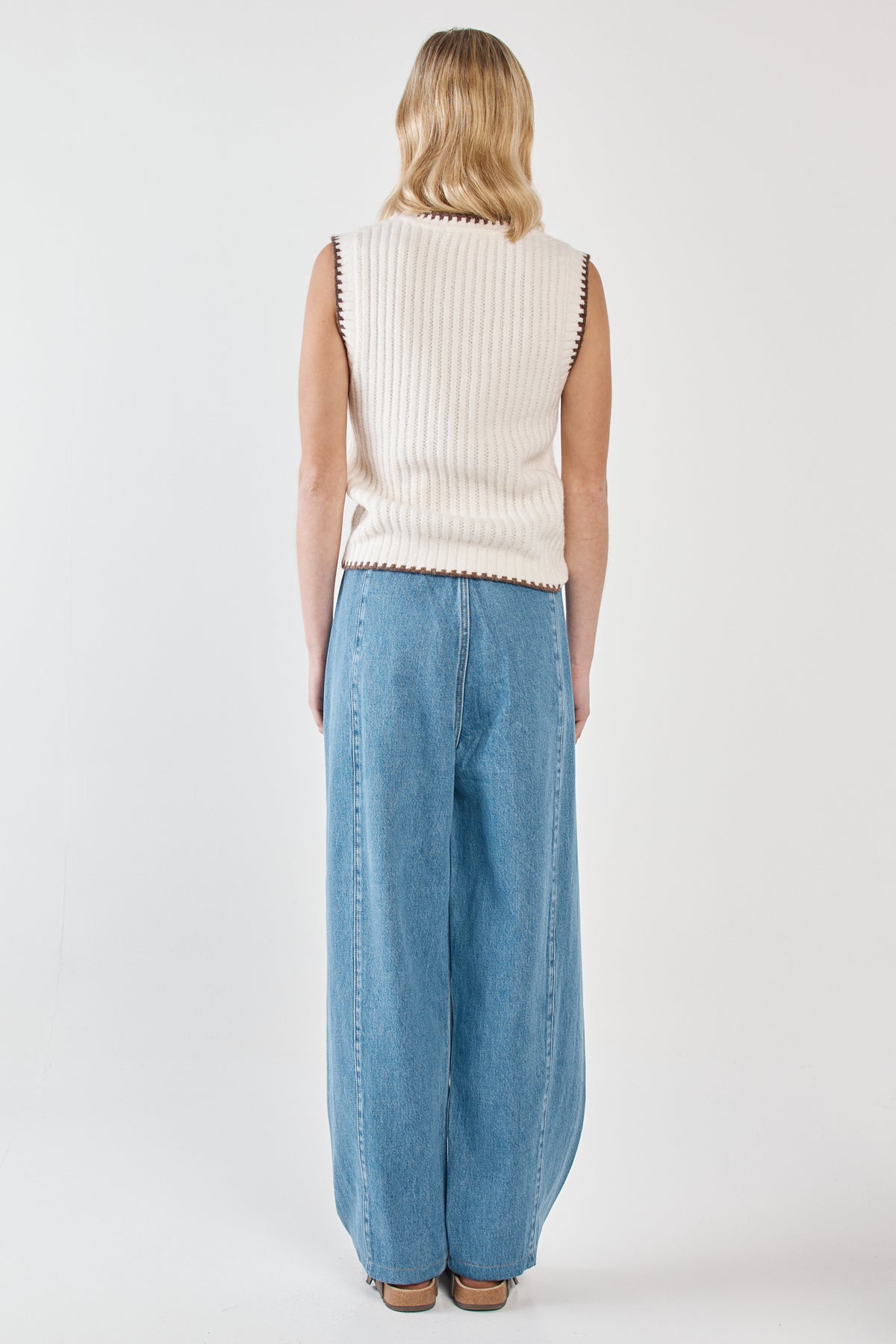 Tonia Knit Vest - Cream/Mushroom