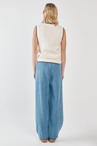 Tonia Knit Vest - Cream/Mushroom