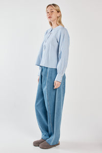 Gypsy Large Collared Shirt - Blue/Choc Stripe