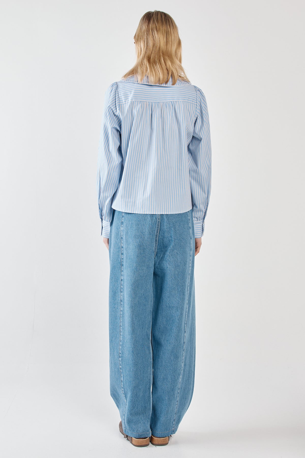 Gypsy Large Collared Shirt - Blue/Choc Stripe