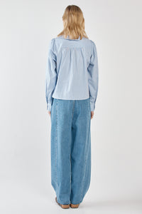 Gypsy Large Collared Shirt - Blue/Choc Stripe