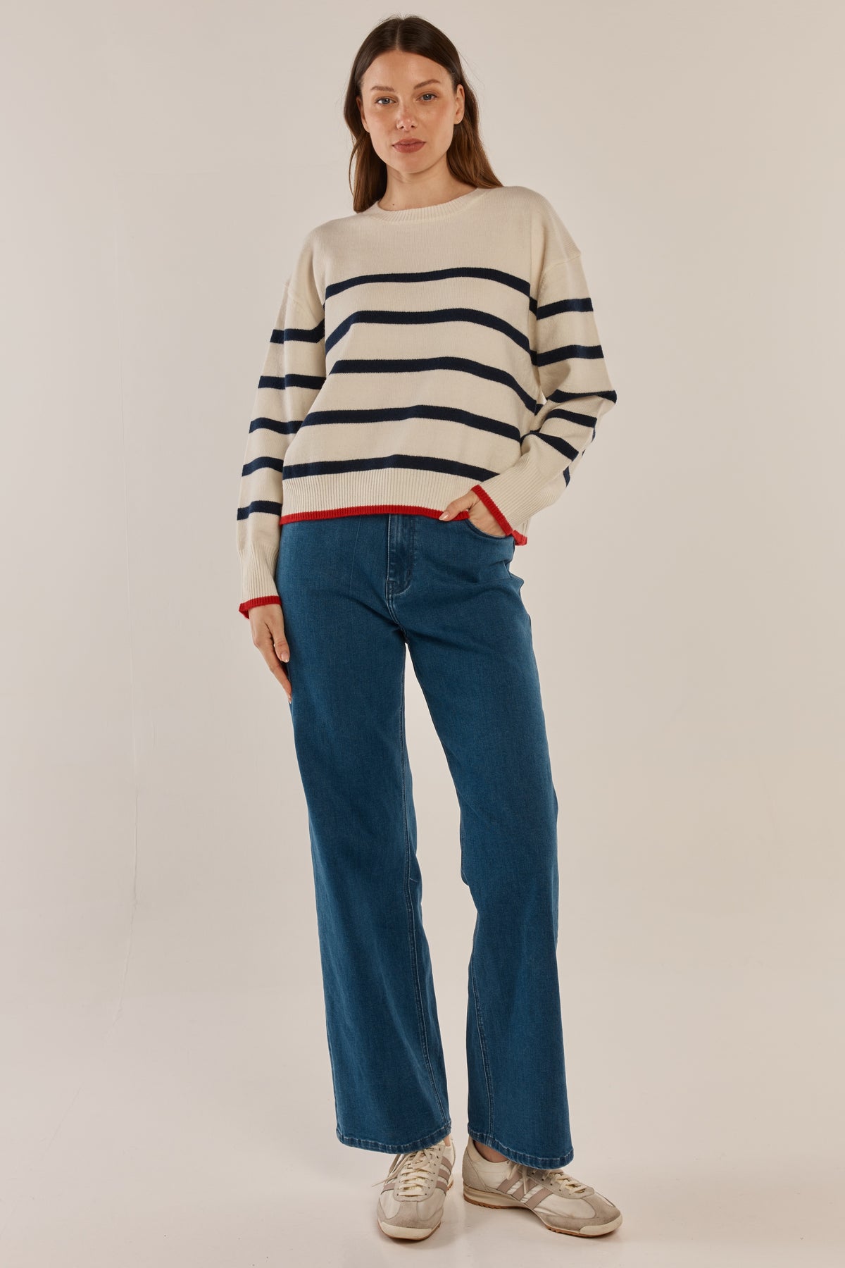 Leonie Knit Sweater - Navy/Off White Stripe