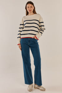 Leonie Knit Sweater - Navy/Off White Stripe