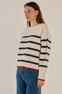 Leonie Knit Sweater - Navy/Off White Stripe