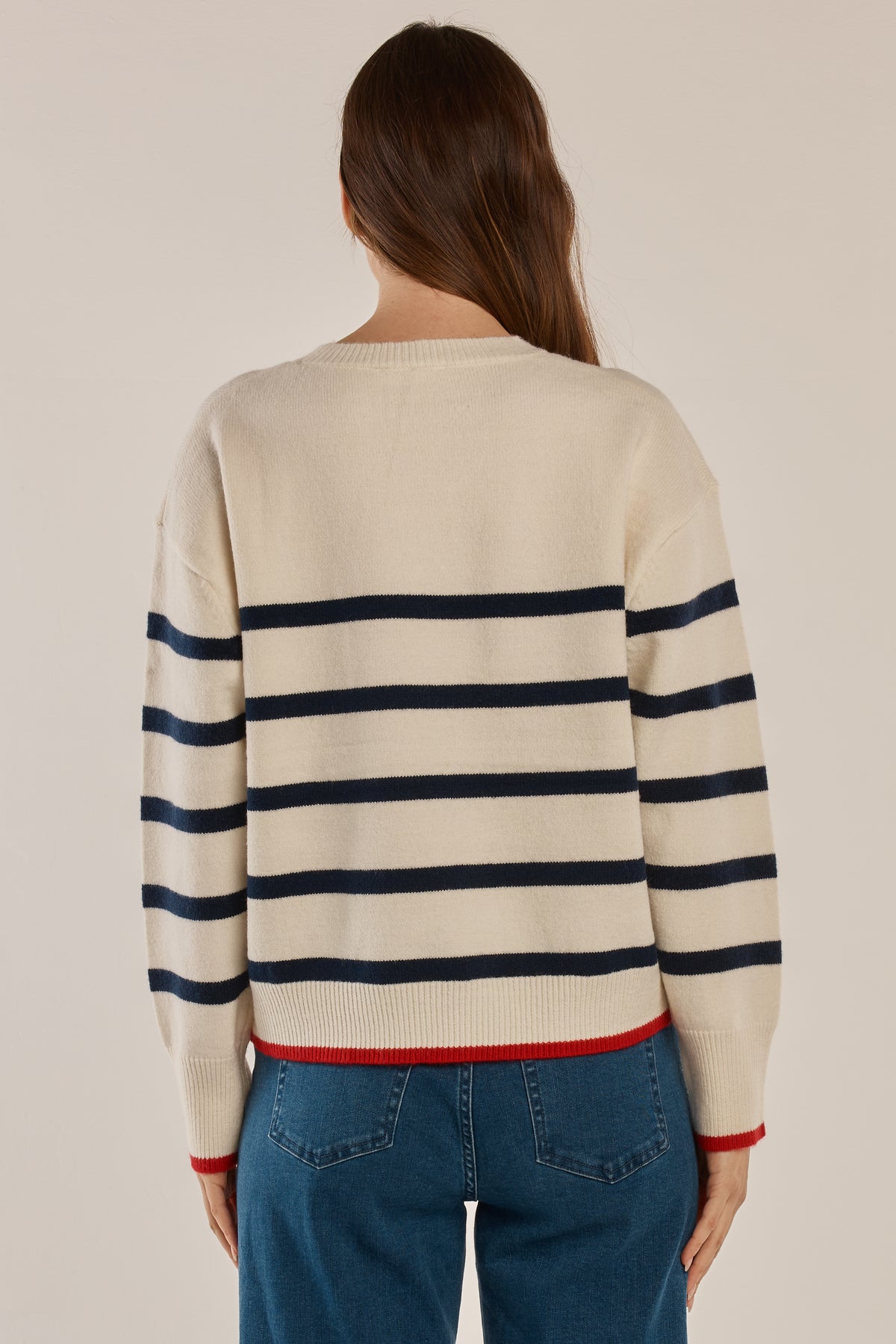 Leonie Knit Sweater - Navy/Off White Stripe