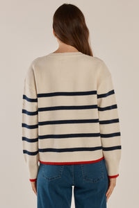 Leonie Knit Sweater - Navy/Off White Stripe