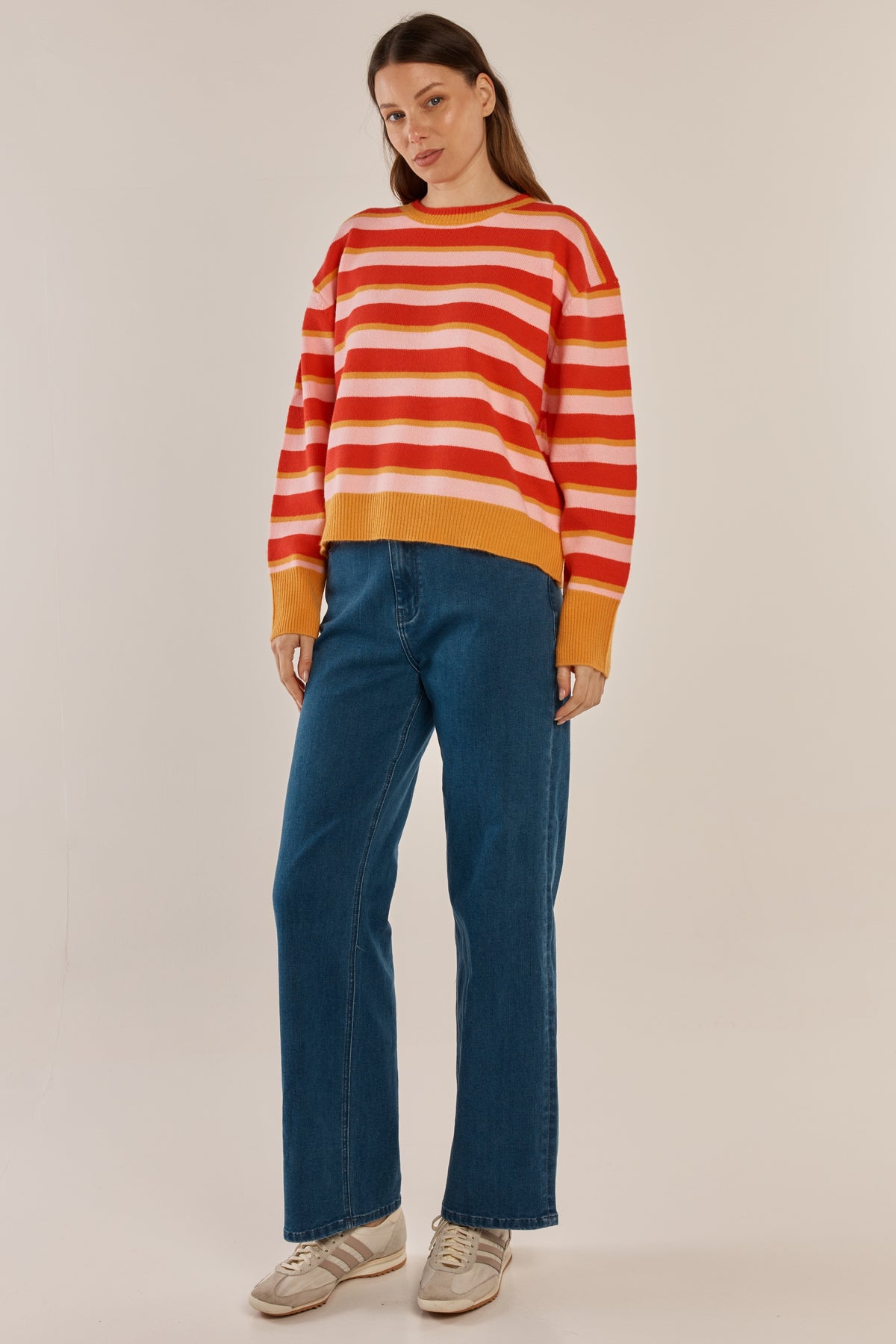 Leonie Knit Sweater - Red/Pink Stripe